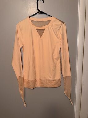 Pinkblush Peach Long-Sleeve Notch-Neck Sweatshirt